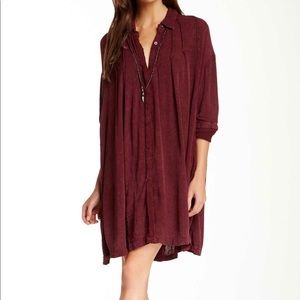 Free People Spin Me Shirt Dress SZ L Rust